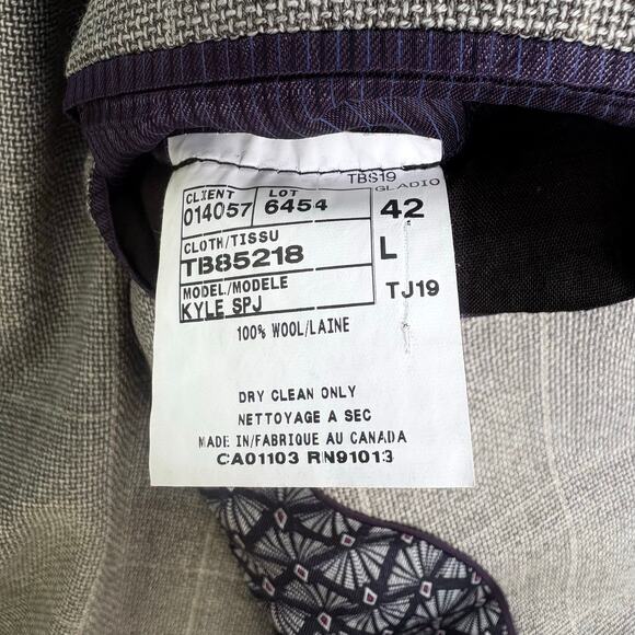 Ted Baker Endurance Blazer Jacket 42L Kyle SPJ Gray Windowpane Single Breasted - Picture 11 of 11